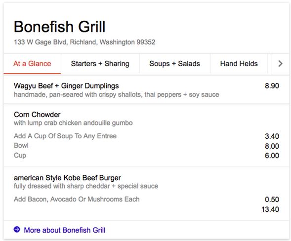 Google Menus